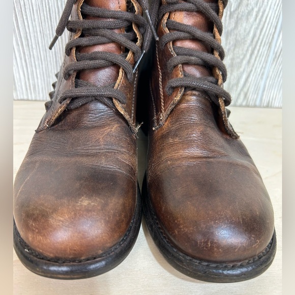Bed Stu Cobbler Series Studded Distressed Brown Leather Lace-Up Boots Size 8.5 - Picture 9 of 15